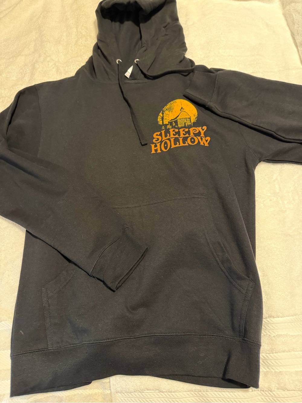 Independent Trading Company Sleepy Hollow Graphic Hoodie Black with Orange Print